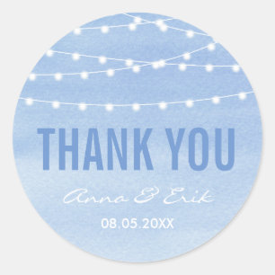 Watercolor String Lights Wedding Classic Round Sticker