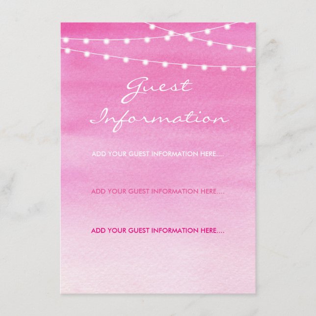 Watercolor String Lights Wedding Enclosure Card (Front)