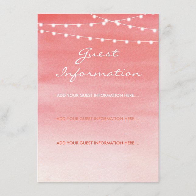 Watercolor String Lights Wedding Enclosure Card (Front)