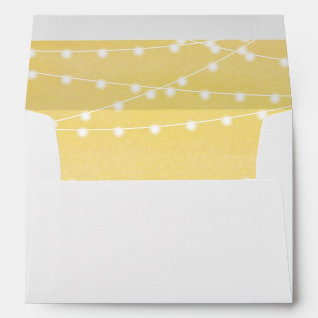 Watercolor String Lights Wedding Envelope (Back (Bottom))