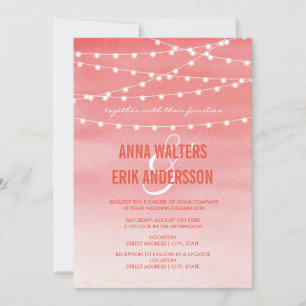 Watercolor String Lights Wedding Invitation