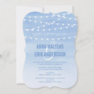 Watercolor String Lights Wedding Invitation