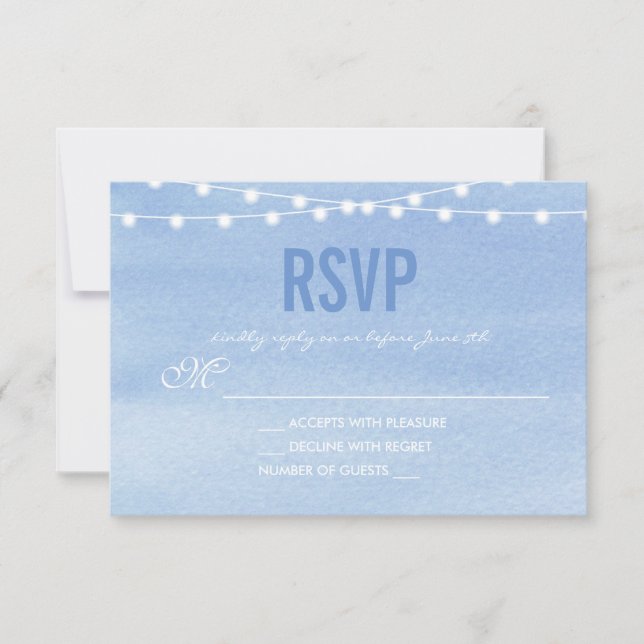 Watercolor String Lights Wedding RSVP Card (Front)