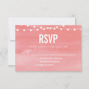 Watercolor String Lights Wedding RSVP Card