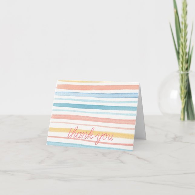 Watercolor Stripe Thank You Notes (Front)