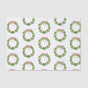 Watercolor Striped Ribbon Wreath Christmas Tissue Paper