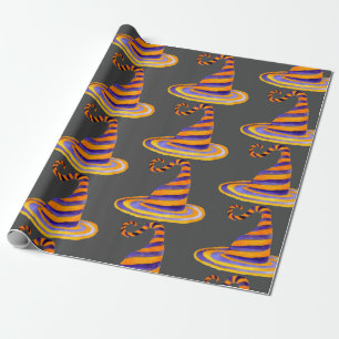 Watercolor Striped Witch Hat Wrapping Paper