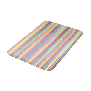 Watercolor Stripes Bath Mat