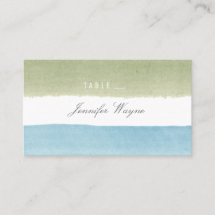 Watercolor stripes beach wedding place cards