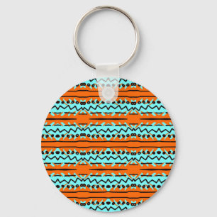Watercolor stripes, bright colourful pattern. key ring