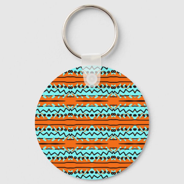 Watercolor stripes, bright colourful pattern. key ring (Front)