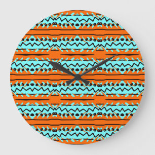 Watercolor stripes, bright colourful pattern. large clock
