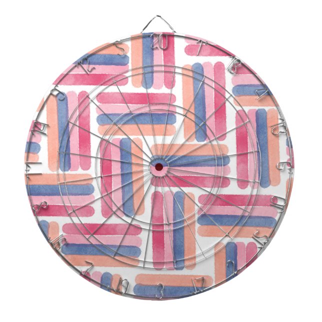 Watercolor Stripes Brush Strokes Pattern Dartboard (Front)