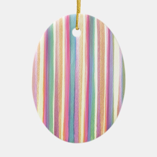 Watercolor Stripes Ceramic Tree Decoration (Front)