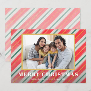 Watercolor Stripes Christmas Photo Holiday Card