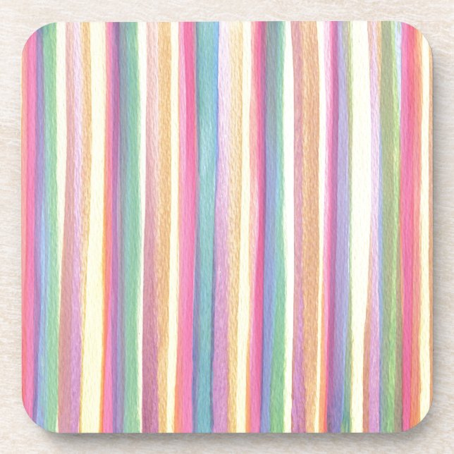 Watercolor Stripes Coaster (Front)