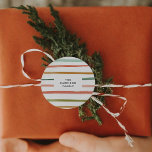 Watercolor Stripes Custom Name Classic Round Sticker<br><div class="desc">Customise as gift tag or label for a festive finishing touch!</div>