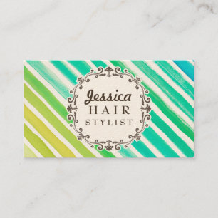 Watercolor Stripes Hair Stylist Appointment Cards