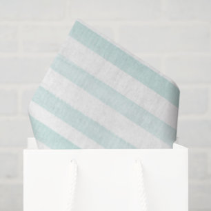 Watercolor Stripes Light Green White Tissue Paper