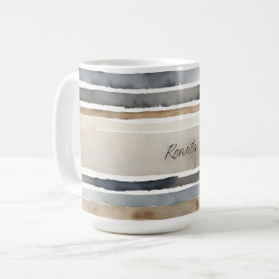 Watercolor Stripes Neutral Colours Coffee Mug