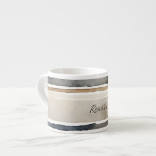 Watercolor Stripes Neutral Colours Espresso Cup