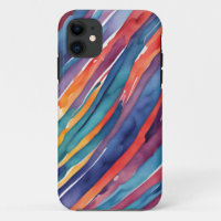 Watercolor Stripes Orange, Pink Blue Green Purple