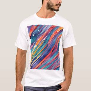 Watercolor Stripes Orange, Pink Blue Green Purple  T-Shirt