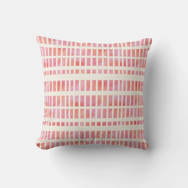 Watercolor Stripes Pattern Pillow in Pink (Front)