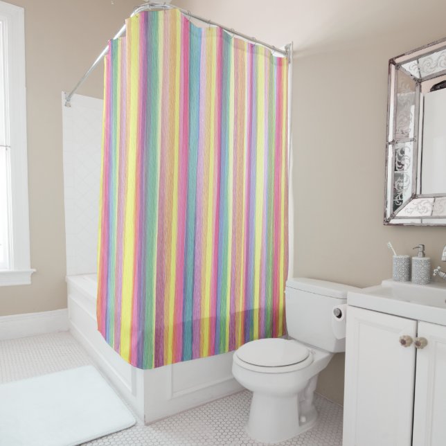 Watercolor Stripes Shower Curtain (In Situ)
