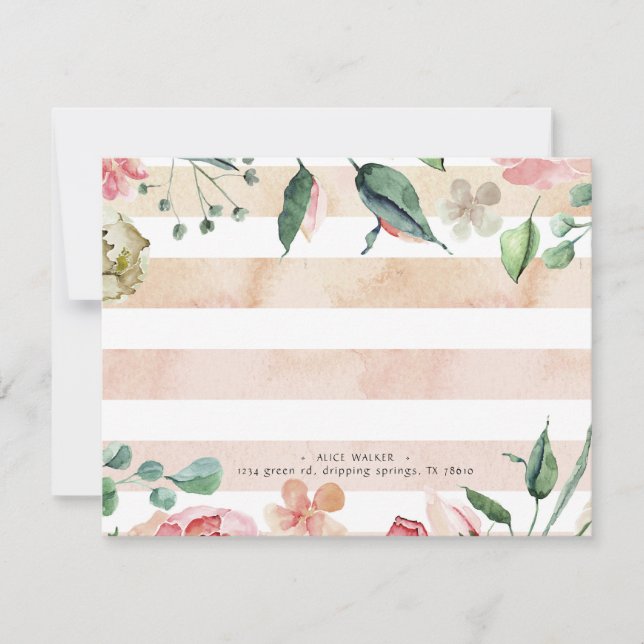 watercolor stripes spring bloom card (Front)