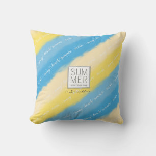 Watercolor Stripes Summer Calligraphy Cushion