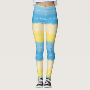 Watercolor Stripes Summer Calligraphy Leggings