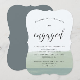 Watercolor Stripes Wedding Engagement Party Invitation