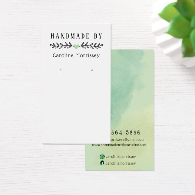 Watercolor Stroke Green Earring Display Card (Desk)