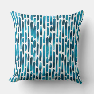 Watercolor Strokes 091121 - Cyan Blue Toned Throw  Cushion