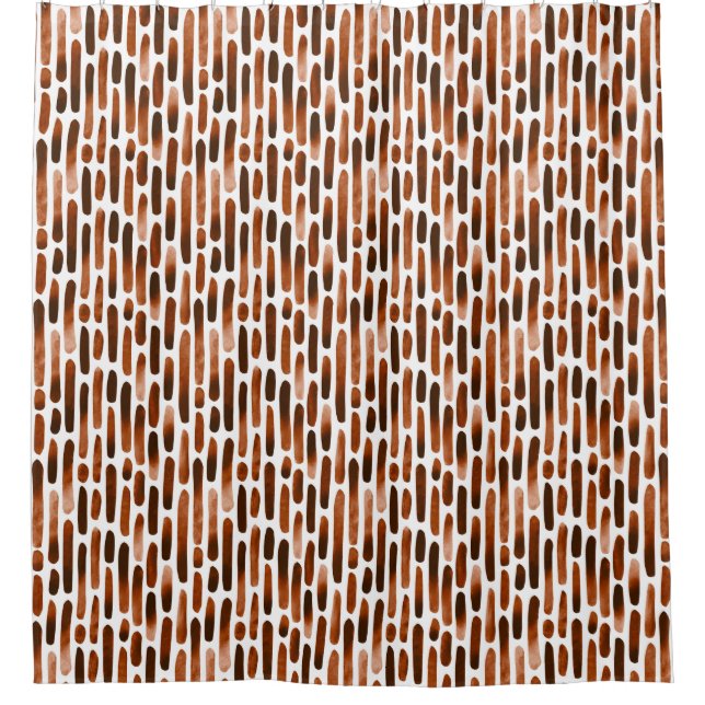 Watercolor Strokes 091121 -  Rusty Brown Toned Shower Curtain (Front)