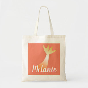 Watercolor Strokes Halloween Mermaid Coral Tote Bag