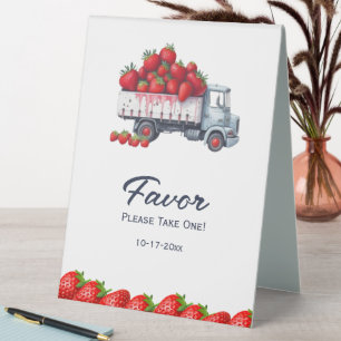 Watercolor strwaberry baby shower favour