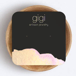 Watercolor Studs Black Earring Display Holder Square Business Card