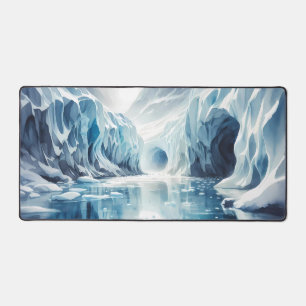 Watercolor Stunning ice caves Desk Mat