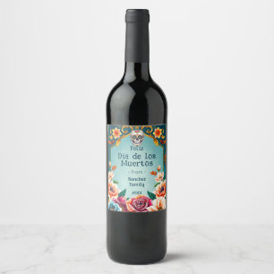 💀🎉Watercolor style Boozy Bones & Blossoms Wine Label