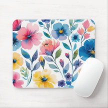Watercolor Style Floral Mouse Pad