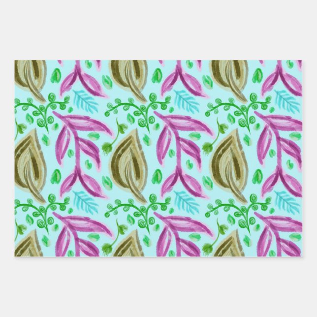 watercolor style floral wrapping sheets (Front)