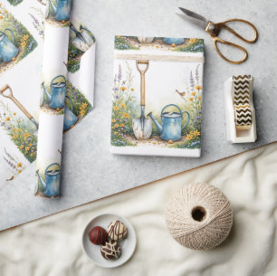  Watercolor Style Garden Gardener tools  Wrapping Paper
