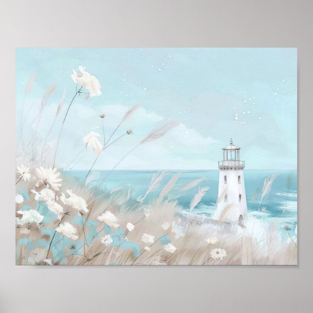 watercolor style illustration lighthouse poster (Front)