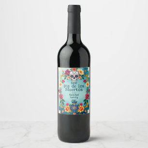 💀🎉Watercolor style Marigold Merlot Mischief Wine Label