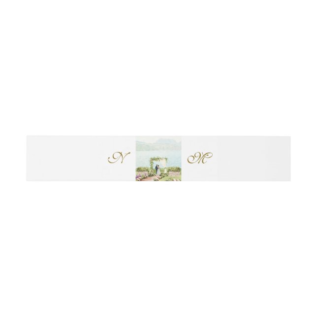 Watercolor style Monogram Invitation Belly Band (Flat)