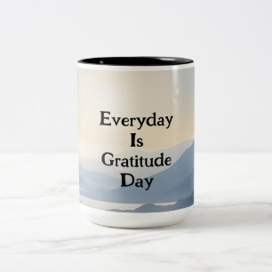 Watercolor Style Mountain River Scene Everyday Is  Two-Tone Coffee Mug