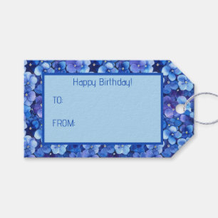 Watercolor Style Pansies Blue Purple Floral Print Gift Tags