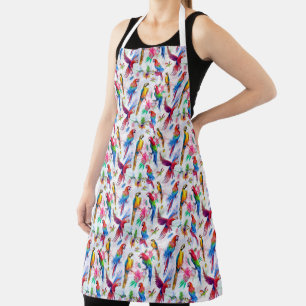 Watercolor Style Parrots Apron